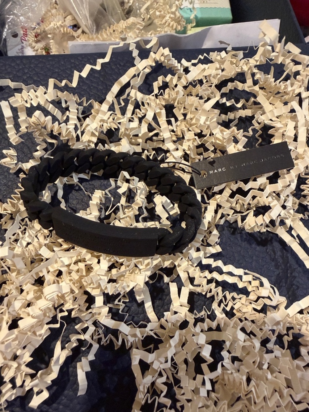 Marc by Marc Jacobs Black rubber bracelet with Smooth Front Bar